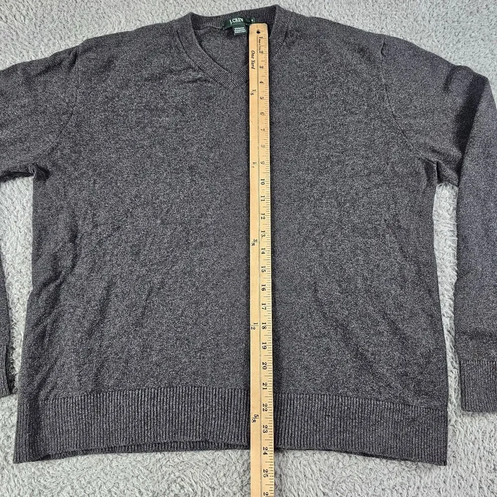 J Crew Sweater Mens Medium Gray Cashmere Cotton Blend Pullover V Neck Japan